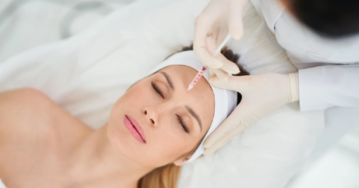 A woman receiving a Botox injection in Hoboken, NJ, and Weehawken, NJ