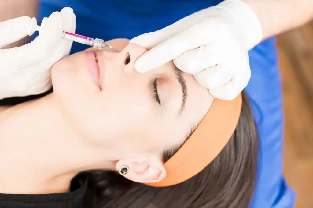 Liquid nose job treatment for correcting a bump or crooked nose using dermal fillers